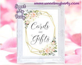 Geometric Cards and gifts sign printable,Floral cards and gifts template,(128)